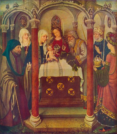 „Krisztus bemutatása a templomban”, 15. század alkotó: Jacques Daret