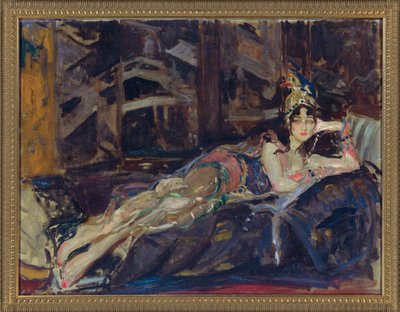 Ida Rubinstein Zobeide szerepében Nicholas Rimsky Korszakov Seherezade című balettjében alkotó: Jacques Emile Blanche