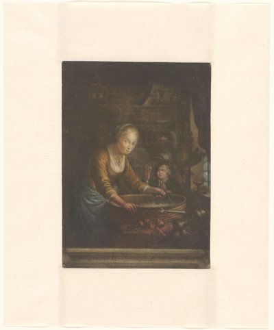 Fiatal nő aprítás hagymát alkotó: Jacques Fabien Gautier Dagoty (attributed to)