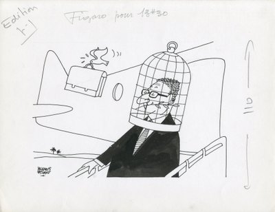 Le Figaro, fekete-fehér szatíra alkotó: Jacques Faizant