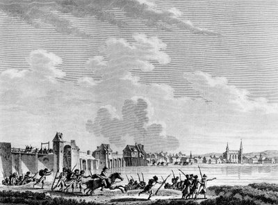 Francia forradalom: Deroute de Passy (Pacy sur Eure vagy Pacy-sur-Eure) 1793. július 13-án. Berthaut metszete Swebach nyomán. Párizs, a Forradalomtörténeti Intézet könyvtára alkotó: Jacques Francois Joseph Swebach