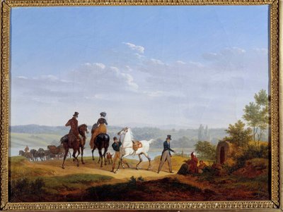 Táj alakokkal és lovasokkal, Jacques Francois Joseph Swebach festménye alkotó: Jacques Francois Joseph Swebach