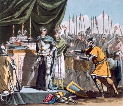 Bouvines történelmi napja 1214-ben, vésette Jean Baptiste Morret (fl. 1790-1820), 1790 alkotó: Jacques Francois Joseph Swebach