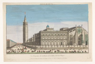 Kilátás a sevillai katedrálisra Gde. rue de Seville (cím a tárgyon) alkotó: Jacques Gabriel Huquier