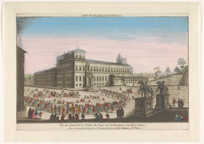 Kilátás a Palazzo del Quirinale Rómában Le Quirinal vagy palais du pape (cím a tárgyon) alkotó: Jacques Gabriel Huquier