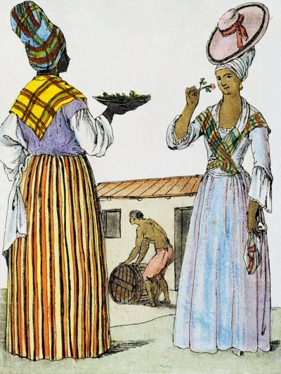 Virágüzletek Santo Domingoban, színes metszet Labrousse rajzából (aktív 1796), az Encyclopedie des Voyagesből, Jacques Grasset de Saint-Sauveur (1757-1810) alkotó: Jacques Grasset de Saint Sauveur