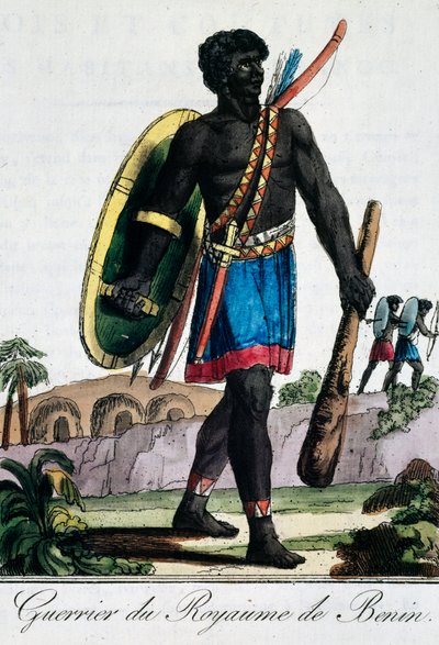 Harcos Benin Afrikából, metszet a Traveling encyclopaediából alkotó: Jacques Grasset de Saint-Sauveur