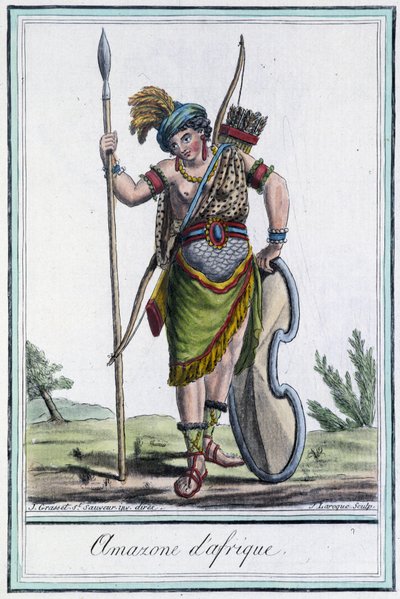 Afrikai Amazon - Grasset St Sauveur „” Utazások enciklopédiájában”, szerk. 1796 alkotó: Jacques Grasset de Saint Sauveur