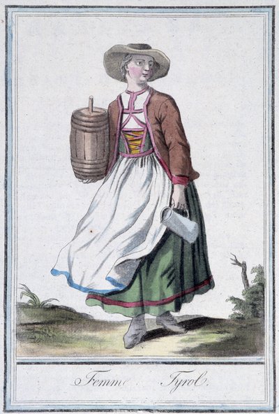 Femme of Tirol – Grasset St Sauveur „” Utazások enciklopédiájában”, szerk. 1796 alkotó: Jacques Grasset de Saint Sauveur