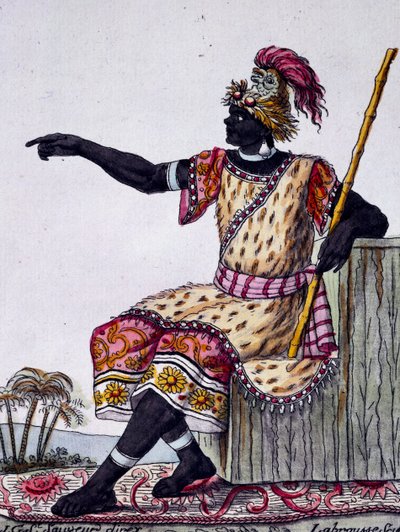 Loango királya, színes metszet Labrousse rajzából (aktív 1796), az Encyclopedia of voyagesből, Jacques Grasset de Saint-Sauveur (1757-1810) alkotó: Jacques Grasset de Saint Sauveur