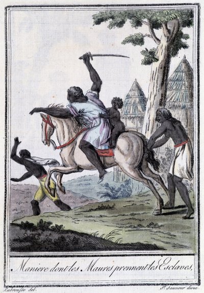 Kezelje, kinek a Moure-ja rabszolgákat visz el – Grasset Saint Sauveur „” Encyclopédie des voyages” című kötetében, szerk. Párizs 1796 alkotó: Jacques Grasset de Saint Sauveur