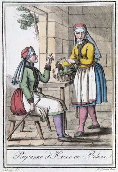 Parasztasszony Hanacból, Csehországból (Csehszlovákia) - Grasset St Sauveur, Párizs „” Utazások enciklopédiájában” alkotó: Jacques Grasset de Saint Sauveur