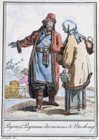 Paraszt és pétervári paraszt - Grasset St Sauveur „” Utazási enciklopédiájában”, szerk. 1796 alkotó: Jacques Grasset de Saint Sauveur