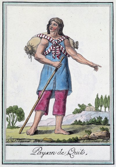 Quito paraszt (Ecuador) - Grasset St Sauveur „” Utazások enciklopédiájában”, szerk. 1796 alkotó: Jacques Grasset de Saint Sauveur