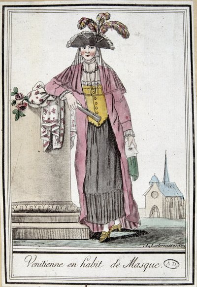 Velencei nő maszkban – Grasset Saint Sauveur „” Utazások enciklopédiájában”, szerk. Párizs 1796 alkotó: Jacques Grasset de Saint Sauveur