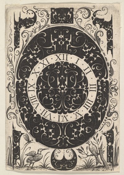 Ovális óratok madarakkal és kisebb motívumokkal, kb. 1614-19. alkotó: Jacques Hurtu
