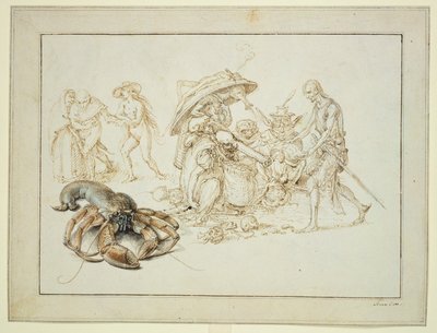 Homár és két boszorkány, 1602 körül (toll és akvarell papíron) alkotó: Jacques II de Gheyn