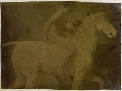 Egy gipszlovon ülő meztelen férfimodell tanulmányozása Jacques de Lalaing műtermében, esetleg előtanulmány a Genti Szépművészeti Múzeum Lovasportréjához alkotó: Jacques Lalaing (attributed to)