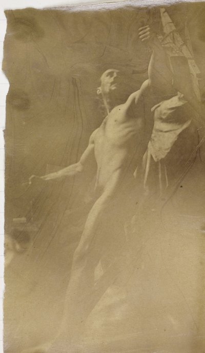 Egy állványban álló férfi akt modell tanulmányozása alulról Jacques de Lalaing stúdiójában alkotó: Jacques Lalaing (attributed to)