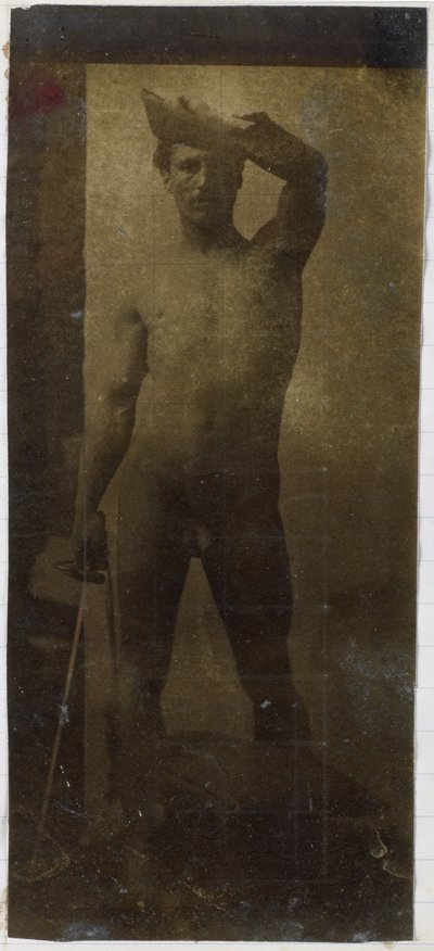 Tanulmány egy férfi meztelen modellről, egyenesen álló és elölről nézve Jacques de Lalaing stúdiójában alkotó: Jacques Lalaing (attributed to)