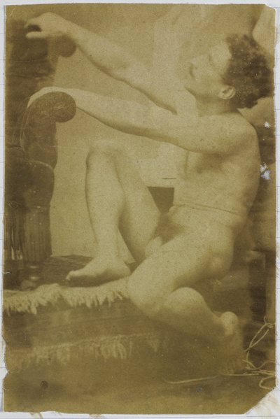 Egy férfi meztelen modell tanulmányozása ülve és oldalról nézve Jacques de Lalaing stúdiójában alkotó: Jacques Lalaing (attributed to)