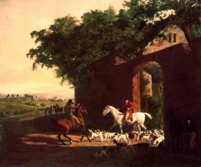 Indulás a vadászatra a Brocket Hallba alkotó: Jacques-Laurent Agasse