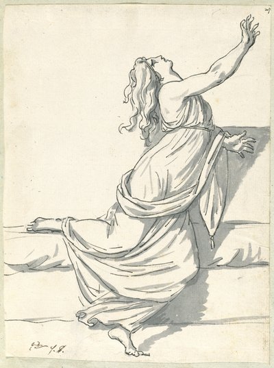 Egy elkeseredett nő hátravetett fejjel alkotó: Jacques Louis David