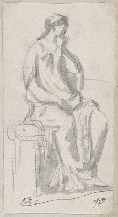 Egy töprengő nő klasszikus szobra alkotó: Jacques Louis David
