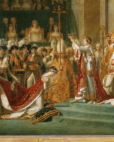 I. Napóleon koronázása, Jozefin császárnő térdel Napóleon előtt ... alkotó: Jacques Louis David