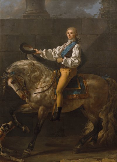 Stanisław Kostka Potocki lovas portréja alkotó: Jacques Louis David