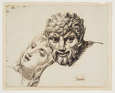 Egy faun és egy fekvő nő feje alkotó: Jacques Louis David
