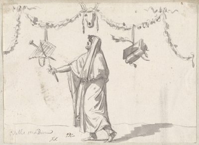 Dísz egy szakállas férfival ősi ruhában alkotó: Jacques Louis David