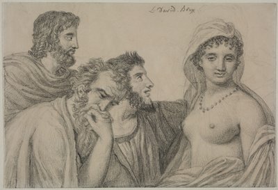 Phryné a bírák előtt, 1816-1820 körül (fekete kréta, vászonpapír) alkotó: Jacques Louis David