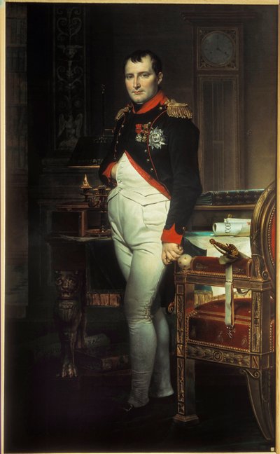 I. Napóleon (1769-1821) egészalakos portréja a Tuileries-i dolgozószobában. Jacques Louis David festménye (1748-1825) 1812 Magángyűjtemény. alkotó: Jacques Louis David
