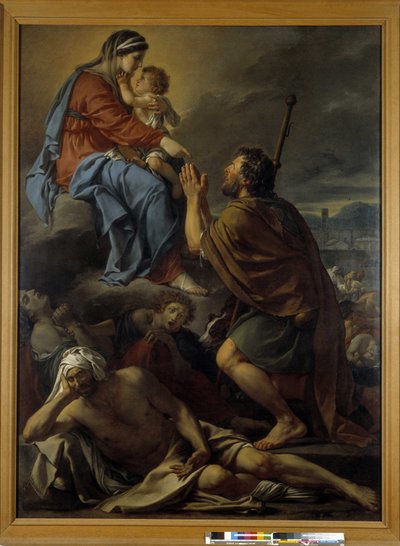 Szent Rókus imádkozik a Szűzanyához a pestisjárvány megszűnéséért alkotó: Jacques Louis David