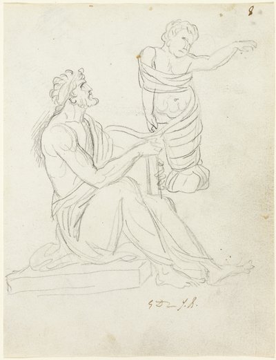 Ülő férfi és bepólyált baba alkotó: Jacques Louis David