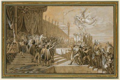 A hadsereg által a császárnak mondott prédikáció az osztogatás után ... alkotó: Jacques Louis David