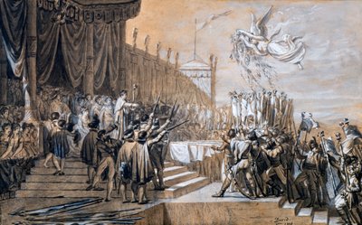 The Distribution of the Eagle Standards, 1804. december 5., 1808. alkotó: Jacques Louis David