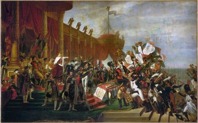 A hadsereg esküje a sasok kiosztása után a Champs de Marson ... (olaj, vászon) alkotó: Jacques Louis David
