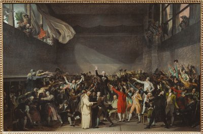 A Jeu de Paume-i eskü, amikor a Három Státus megtagadta, hogy királyi parancsra feloszlassák ... alkotó: Jacques Louis David