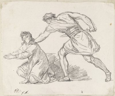 Harcos megragad egy térdelő figurát alkotó: Jacques Louis David