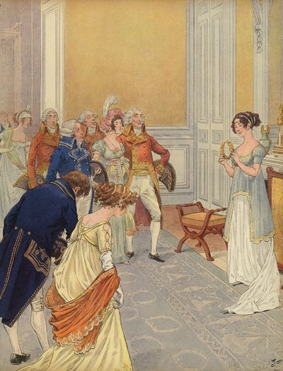 Josephine üdvözli a vendégeket a Tuileries-palotában alkotó: Jacques Marie Gaston Onfray de Breville (Job)