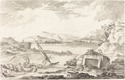 Kilátás az ókori Phaleron kikötőre, Athén alkotó: Jacques Philippe LeBas after Julien David Le Roy