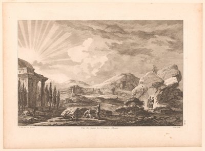 Kilátás egy athéni romra, esetleg a Dionüszosz Színházra Vue des ruines de l