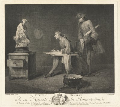 Rajztanulmány (The Drawing Lesson) alkotó: Jacques Philippe Le Bas after Jean Siméon Chardin