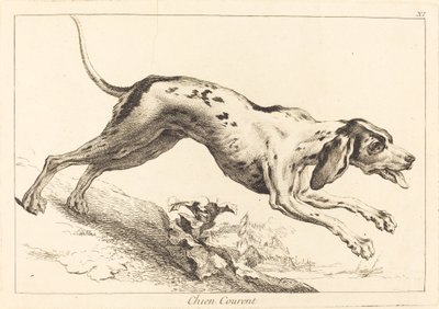 Chien courent (futókutya) alkotó: Jacques Philippe Le Bas and Jean Eric Rehn after Jean Baptiste Oudry