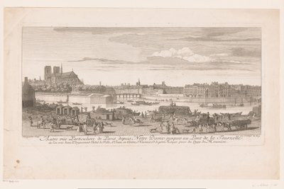 Gezicht op Parijs van de Notre Dame tot de la Tournelle Párizs kilátása a Notre-Dame-tól a Pont de la Tournelle-ig (...) a Quai de Miramionról (cím a tárgyon) alkotó: Jacques Rigaud