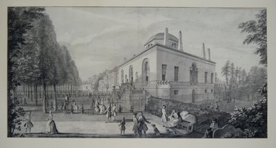 Lord Burlington neopalladián villája Chiswickben és a Jacobean House-ban (toll és tinta mosással papíron) alkotó: Jacques Rigaud