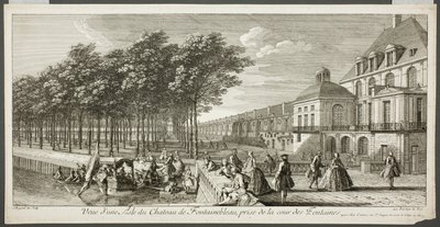 A fontainebleau-i kastély egyik szárnyának látképe, a Le Château de Fontainebleau sorozatból alkotó: Jacques Rigaud