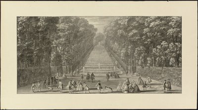 Vue de la Grande Cascade dans les jardins de Marly (fekete kréta, toll és fekete tinta, szürke mosás) alkotó: Jacques Rigaud